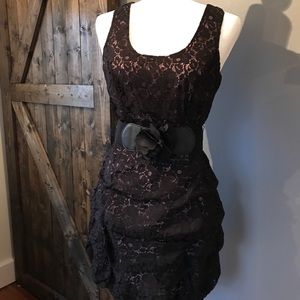 NWT Black Lace Mauve Underlay Party Dress (3)